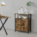 Commode Aremark 79x60x30 cm zwart en houtkleurig, Verzenden, Nieuw