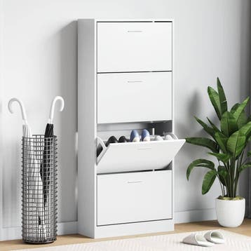 vidaXL Schoenenkast 63x24x147 cm bewerkt hout wit, Verzenden, Nieuw