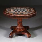 schaaktafel  centertable ca 1840 met pietra dura blad op Pal, Antiek en Kunst, Antiek | Meubels | Tafels, Ophalen of Verzenden