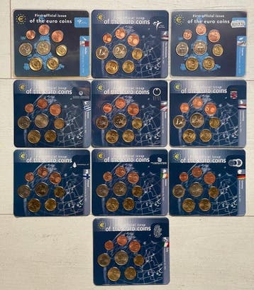 Europa. Series 1 Cent - 2 Euro Various Years (10 Items)