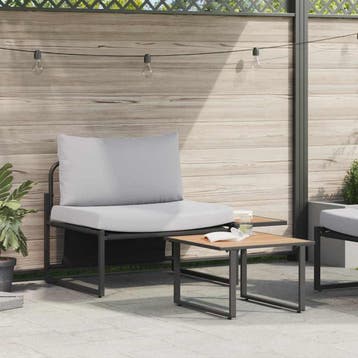 vidaXL Tuinbankenset 2 pcs Lichtgrijs Staal, Verzenden, Nieuw, Rvs, 2 zitplaatsen