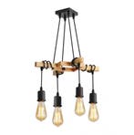 Industriële Hanglamp – Vintage Plafondlamp van Hout E27 fit, Huis en Inrichting, Verzenden, Nieuw, Hout