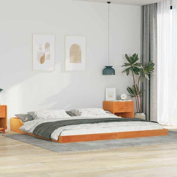 vidaXL Bedframe Wasbruin 200 x 210 cm Massief grenenhout, Verzenden, Nieuw, Bruin, Hout