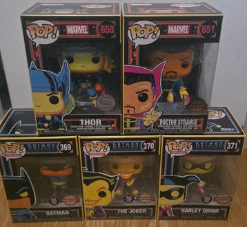 Funko - Funko Pop - Lot de 5! Black Light Special Edition -, Antiek en Kunst, Antiek | Speelgoed