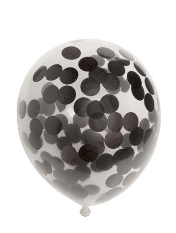6x Confetti ballonnen zwart, Verzenden, Nieuw, Versiering, Verjaardag