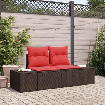 vidaXL Tuinbank met kussen met opslag 184 x 62 x 69 cm poly, Verzenden, Nieuw, Rotan