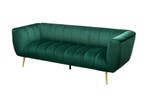 Retro 3-zitsbank NOBLESSE 225cm smaragdgroen fluweel 3-zits, Huis en Inrichting, Ophalen of Verzenden, Nieuw