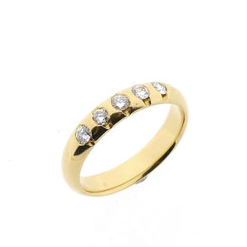 Gouden rijring met diamanten; 0,25 ct., Gebruikt, Ophalen of Verzenden, 17 tot 18, Met edelsteen