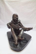sculptuur, Luit speler. - 22 cm - Brons