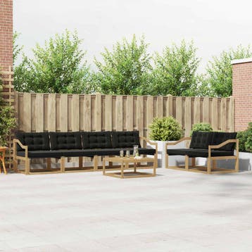 vidaXL Buiten bankenset 7 st Wit en zwart, Verzenden, Nieuw