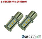 2 x BA15d-18x2835smd- Warm-Wit 10-30v Navigatie, Verzenden, Nieuw