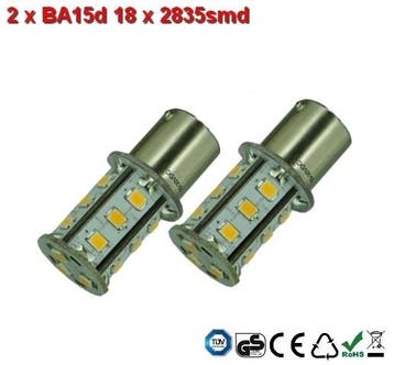 2 x BA15d-18x2835smd- Warm-Wit 10-30v Navigatie, Verzenden, Nieuw