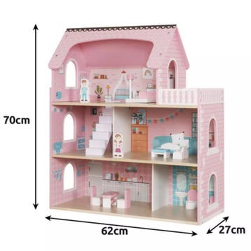 Kruzzel houten poppenhuis – 3 verdiepingen met meubels, L., Ophalen of Verzenden, Nieuw