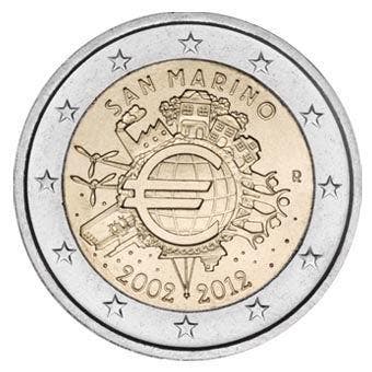 San Marino 2 Euro 10 Jaar Euro 2012, Postzegels en Munten, Verzenden