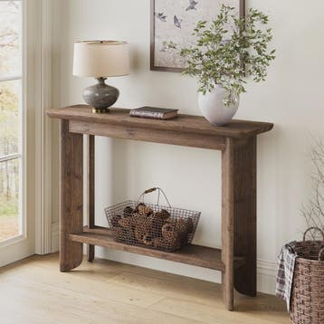 Massief Houten Console Tafel met 2 Lagen - Stijlvolle Sofa T, Huis en Inrichting, Tafels | Bijzettafels, Verzenden, Nieuw