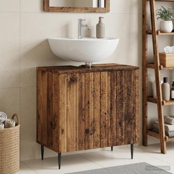 vidaXL Badkamer wastafelkast ZWOLLE Oud hout 59,5 x 31,5 x, Huis en Inrichting, Badkamer | Badkamermeubels, Verzenden, Nieuw, Wastafelkast