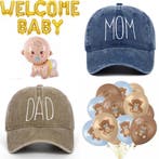 Babyshower set met cap, tiara, sjerp en 2 buttons, Verzenden, Nieuw, Feestartikel, Geboorte of Huwelijk