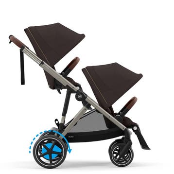 Showmodel Cybex E-Gazelle S Duo Chocolate Brown € 999,=, Kinderen en Baby's, Kinderwagens en Combinaties, Verstelbare duwstang