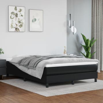 vidaXL Boxspring met matras kunstleer zwart 140x190 cm, Overige materialen, Verzenden, Zwart, Nieuw