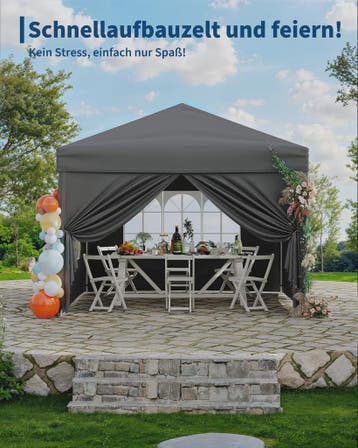 3x3m Pop-Up Partytent met 4 Zijwanden - Waterdicht, UV50+ en, Verzenden, Nieuw