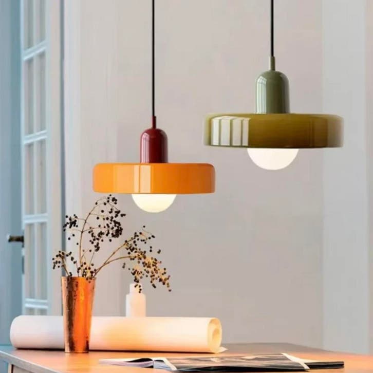 Hanglamp Eettafel - Nordic Retro Glas E27 in veel kleuren, Huis en Inrichting, Lampen | Hanglampen, Nieuw, Glas, Verzenden