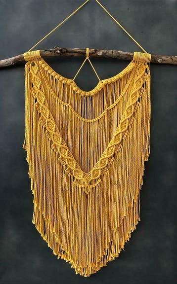 Grote Macramé muur opknoping Hatmi , muur tapijt, Macramé, Verzenden, Nieuw