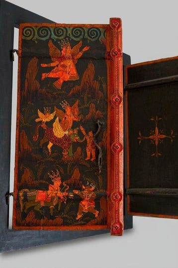Venster van een devotioneel heiligdom met twee luiken