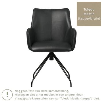 Leren eetkamerstoel Wave - Toledo Mastic (taupe/bruin) -, Ophalen of Verzenden, Nieuw, Leer, Bohemian, Eigentijds, Industrieel, Modern, Scandinavisch