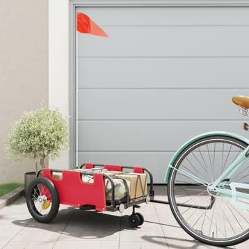 vidaXL Fietstrailer oxford stof en ijzer rood, Fietsen en Brommers, Fietsaccessoires | Aanhangers en Karren, Verzenden, Nieuw