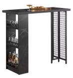 Zwarte Bartafel met Opbergruimte – MDF & Metaal, 120 cm, Verzenden, Nieuw