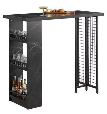 Zwarte Bartafel met Opbergruimte – MDF & Metaal, 120 cm, Verzenden, Nieuw