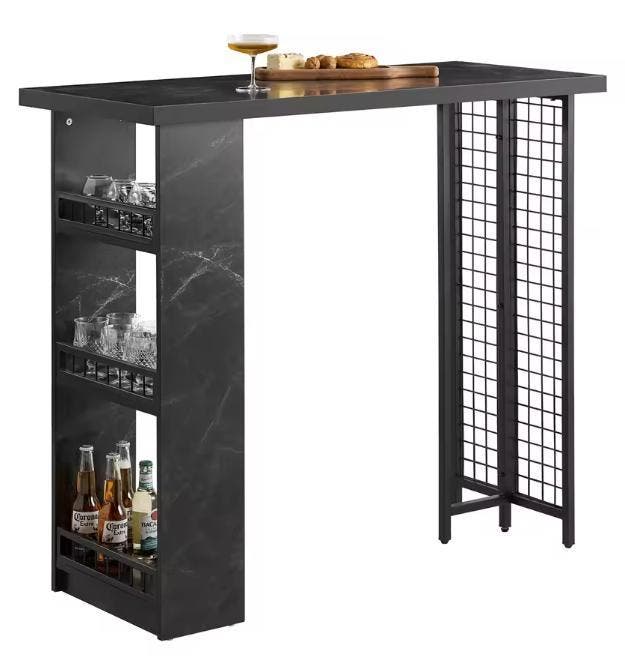 Zwarte Bartafel met Opbergruimte – MDF & Metaal, 120 cm, Huis en Inrichting, Keuken | Keukenelementen, Nieuw, Verzenden