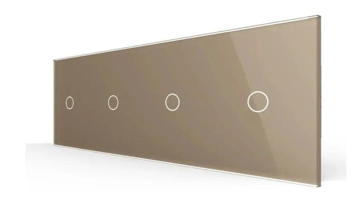Livolo Touch Schakelaar 1+1+1+1 | Goud | Aan/Uit, Doe-het-zelf en Verbouw, Elektra en Kabels, Schakelaar, Nieuw, Ophalen of Verzenden