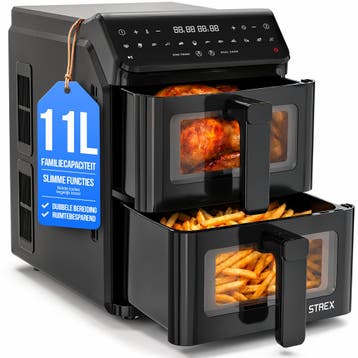 Strex Airfryer Dubbele Mand 11L XXL Heteluchtfriteuse 2500W, Verzenden, Nieuw