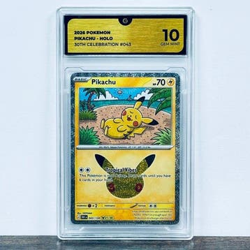 Pokémon Graded card - Pikachu Holo 043 - 30th Anniversary –, Nieuw