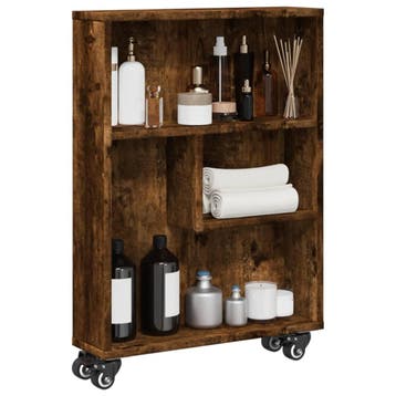 vidaXL Opbergtrolley smal 48x13x68 cm bewerkt hout gerookt, Huis en Inrichting, Verzenden, Nieuw, Overige houtsoorten, Minder dan 100 cm