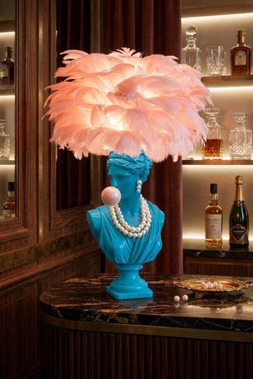 Tafellamp met beeldje - Hars - Ambachtelijke pop-art lamp, Nieuw
