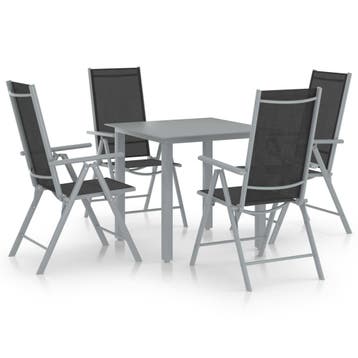 vidaXL 5-delige Tuinset aluminium zilverkleurig en zwart, Verzenden, Nieuw, Aluminium, Tuinset