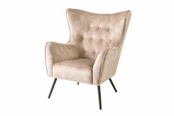 Design XL fauteuil AMSTERDAM champagne fluweel zwart metalen, Ophalen of Verzenden, Nieuw