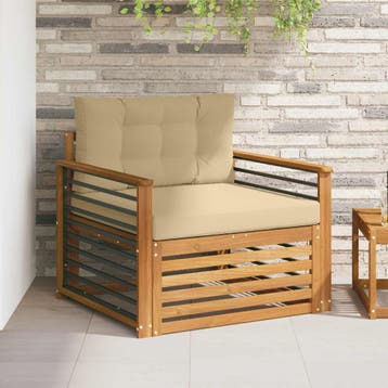 vidaXL Tuinbank Massief Acaciahout en Polyester Natuurlijk, Verzenden, Nieuw