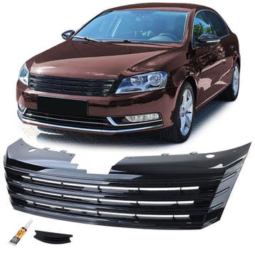 Glans Zwarte Gril Zonder Logo VW Passat B7 2010-2013 RL574, Auto-onderdelen, Carrosserie en Plaatwerk, Nieuw, Voor, Volkswagen