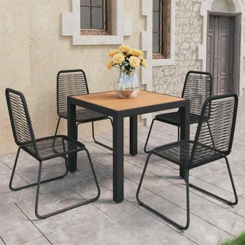 vidaXL 5-delige Tuinset PVC-rattan zwart en bruin, 4 zitplaatsen, Kunststof, Verzenden, Nieuw
