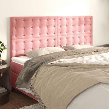 vidaXL Hoofdbord roze 200x5x118/128 cm fluweel, Verzenden, Nieuw, Stof