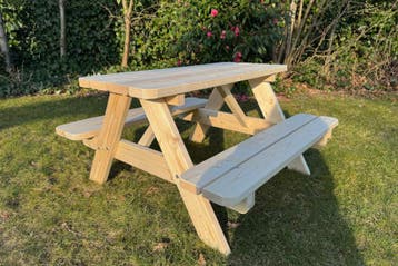 Rockwood® Kinder Picknicktafel Naturel 0.90m, Ophalen of Verzenden, Nieuw, Rechthoekig, Hout