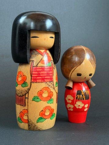 Figuur - Vintage Creative Kokeshi Dolls Set of 2 - Works by