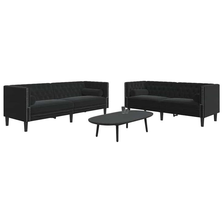 vidaXL 2-delige Loungeset Chesterfield met bolsters fluweel, Huis en Inrichting, Banken | Bankstellen, Nieuw, Stof, Vierpersoons of meer