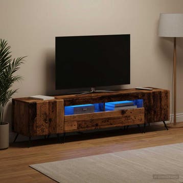 vidaXL LED tv-meubel BREDA 3 st Oud hout Bewerkt hout, Minder dan 50 cm, Verzenden, Nieuw, Minder dan 100 cm