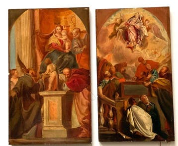 Italiaanse school (XIX) - Coppia di scene religiose