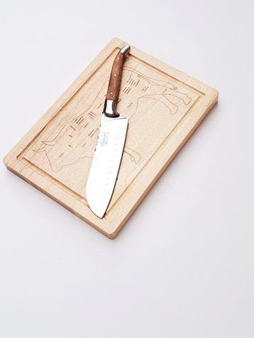 Laguiole - Santoku Knife - with cutting board - Olive Wood -