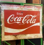 Coca-Cola Groot Metalen Bord - Origineel - 188 x 158cm, Ophalen, Gebruikt